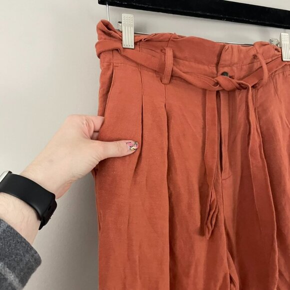 Madewell Linen Blend High Rise Paperbag Pants in Afterglow Red Size 0 - Picture 5 of 7